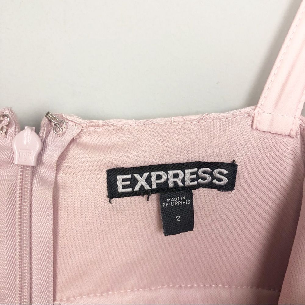 EXPRESS | Baby Pink Lace Bustier Fitted Slip Dress Midi Length Women’s Size 2 - Picture 7 of 11